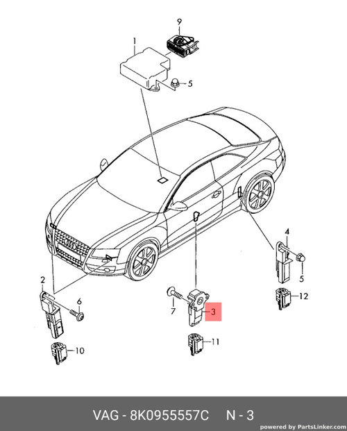 Senzor impact lateral fata Audi A4 B8 2.0 TDI CAG OEM 8K0955557C
