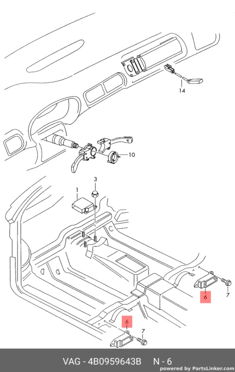 Senzor impact lateralAudi A6 4B (C5) 2002 2003 2.5 TDI AKE OEM 4B0959643B