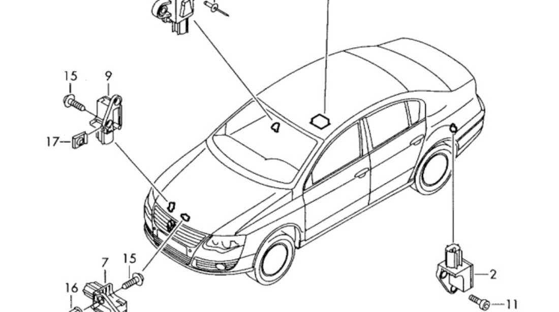 Senzor impact usa dreapta fata Volkswagen Passat B6 (3C2) Berlina 2008 2.0 TDI OEM 5N0959354