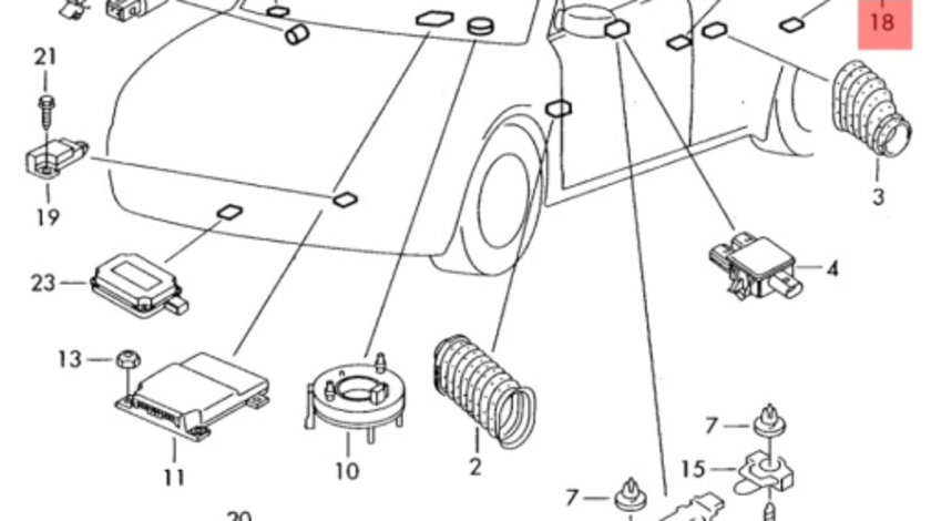 Senzor imparct airbag Audi A4 8E 2002 2003 1.9 TDI AWX OEM 8E0959643A