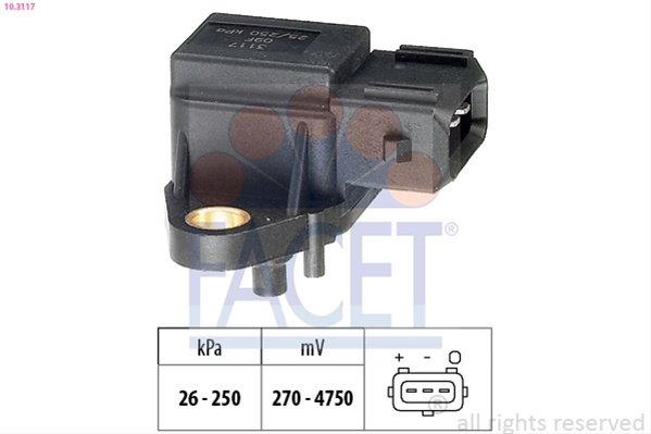 Senzor Presiune Aer; Senzor, Presiune Galerie Admisie Facet Bmw 10.3117