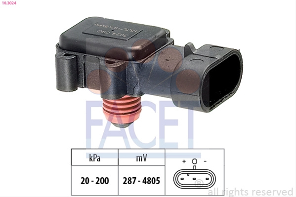 Senzor Presiune Aer; Senzor, Presiune Galerie Admisie Facet Opel 10.3024