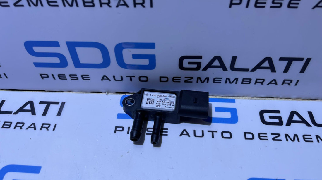 Senzor Presiune Gaze Filtru Particule Audi A4 B8 2.0 TDI CAGA CAGB CAGC CAHA CAHB CMEA CMFA CMFB CJCA CJCB CJCC CJCD CGLC CGLD CMGB 2008 - 2012 Cod 059906051A 0281006006