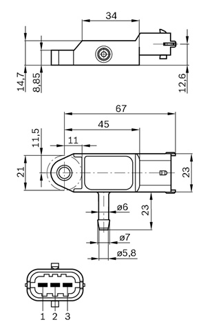 Senzor,presiune Supraalimentare; Senzor,presiune Supraalimentare Bosch Mclaren 0 281 002 593