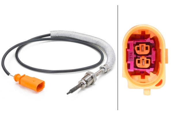 Senzor, temperatura gaze evacuare (6PT014494051 HELLA) AUDI,SEAT,SKODA,VW