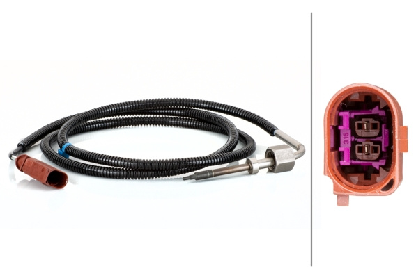 Senzor, temperatura gaze evacuare (6PT014494841 HELLA) SKODA,VW