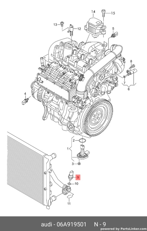 Senzor temperatura lichid racire Audi A6 4F C6 3.0 TDI BMK OEM 06A919501