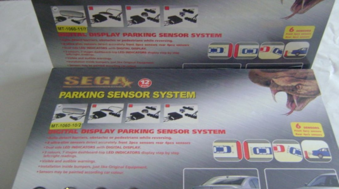 Senzori de parcare Sega cu 6 senzori detective fata spate si display oglinda retrovizoare