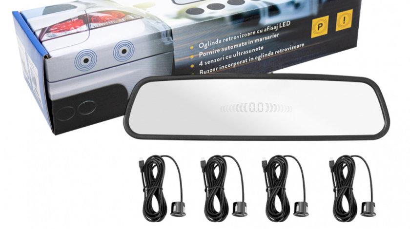 SENZORI PARCARE PNI ESCORT P03 B CU AFISAJ IN OGLINDA, CU 4 RECEPTORI ULTRASONICI, CULOARE NEAGRA, 25 MM, 12V