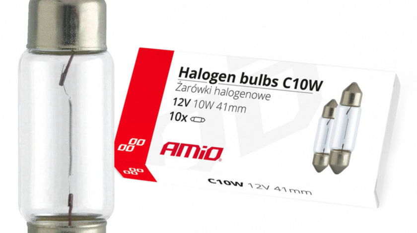 Set 10 becuri cu halogen C10W Festoon, 41mm, 12V AVX-AM02557