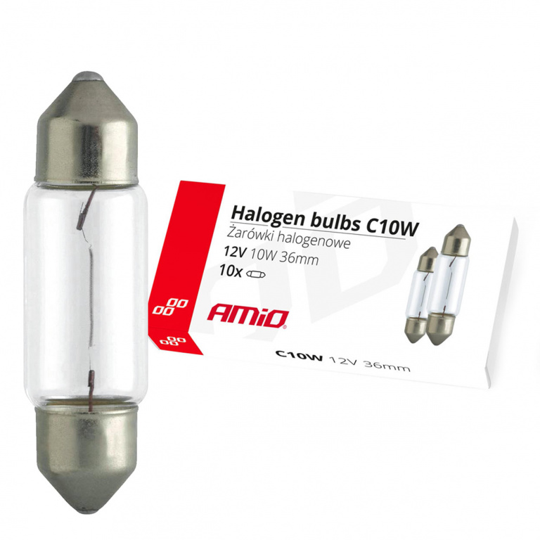 Set 10 Buc Bec Amio C10W 12V 10W Festoon 36mm 02556