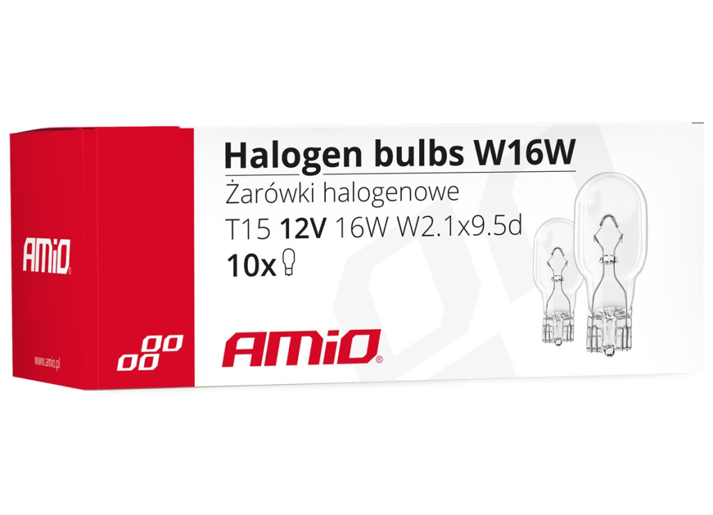 Set 10 Buc Bec Amio W16W 12V 16W T15 W2.1x9.5d 02549