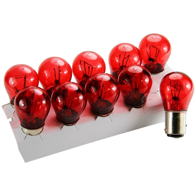 Set 10 Buc Bec Art P21/4W 12V 21/4W BAZ15D Rosu TCT-5292