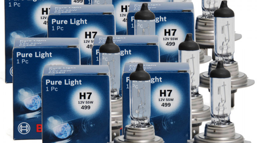 Set 10 Buc Bec Bosch H7 12V 55W Pure Light 1 987 302 777