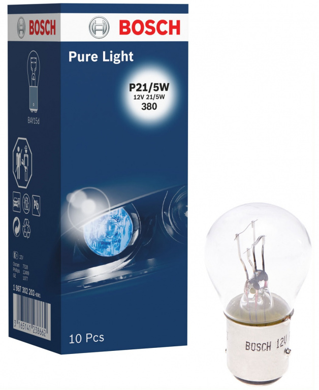 Set 10 Buc Bec Bosch P21/5W 12V 21/5W Pure Light 1 987 302 202