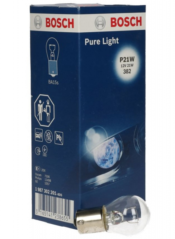Set 10 Buc Bec Bosch P21W 12V 21W Pure Light 1 987 302 201