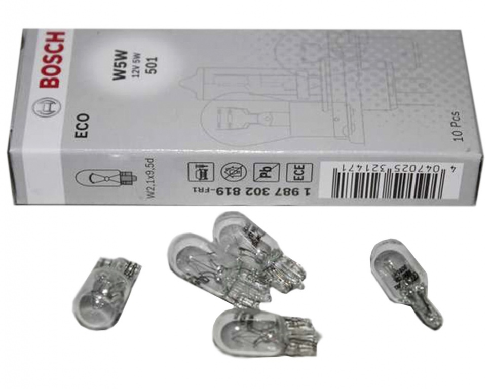 Set 10 Buc Bec Bosch W5W 12V 5W Eco 1 987 302 819