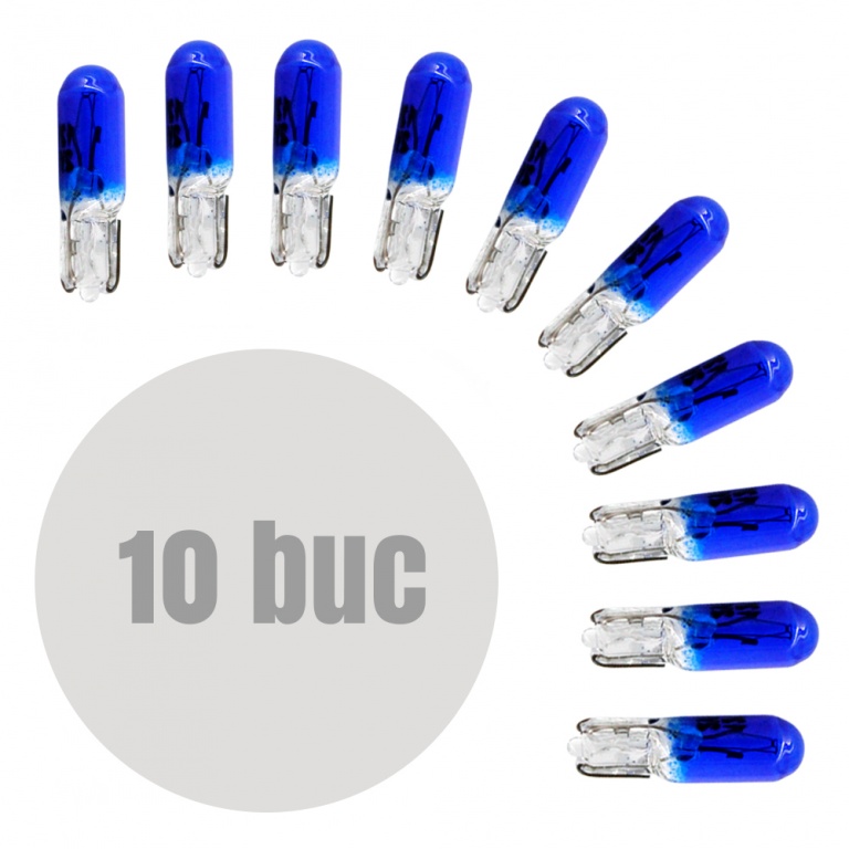 Set 10 Buc Bec Carguard W2W 12V 2W W2X4,6D T5 Albastru BAA006