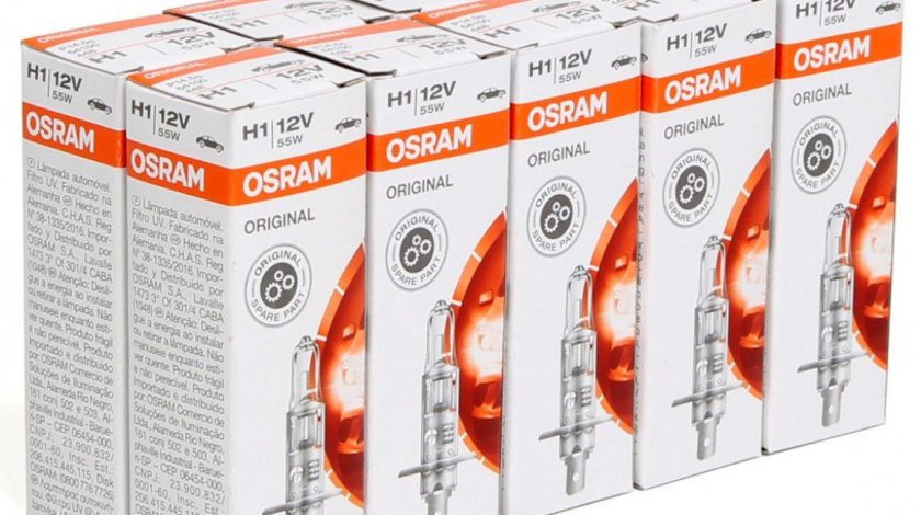 Set 10 Buc Bec Osram H1 12V 55W P14,5s Original 64150