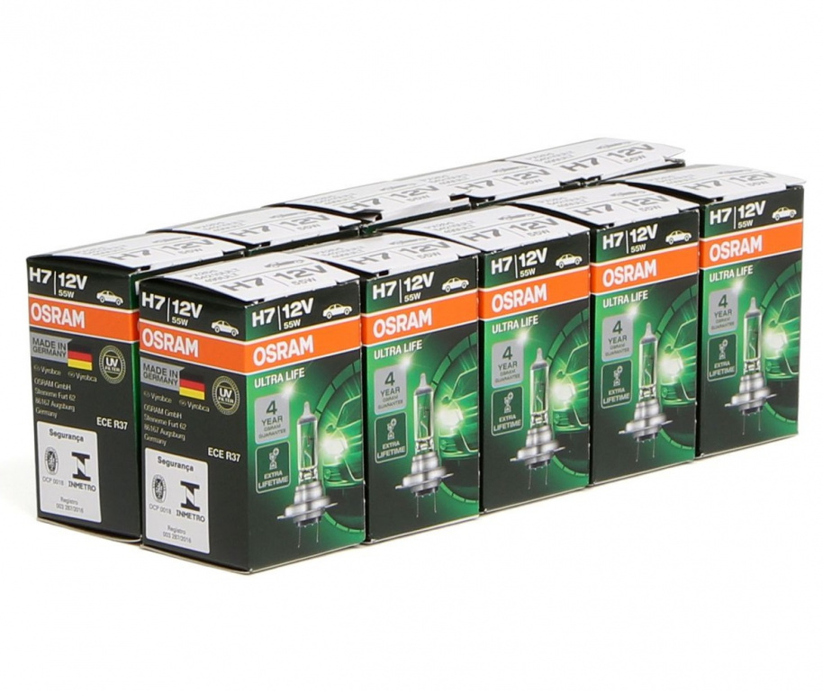 Set 10 Buc Bec Osram H7 12V 55W PX26d Ultra Life 64210ULT