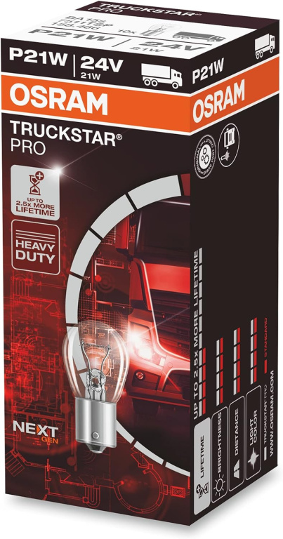 Set 10 Buc Bec Osram P21W 24V 21W Truckstar Pro +100% 7511TSP