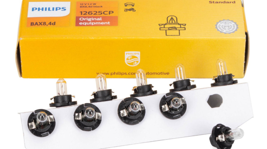 Set 10 Buc Bec Philips B8,4d 12V 1,2W Negru 12625CP