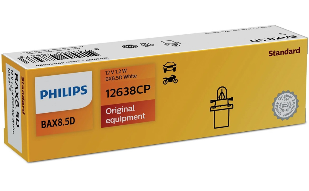 Set 10 Buc Bec Philips BX8.5D 12V 1,12W Soclu Alb 12638CP