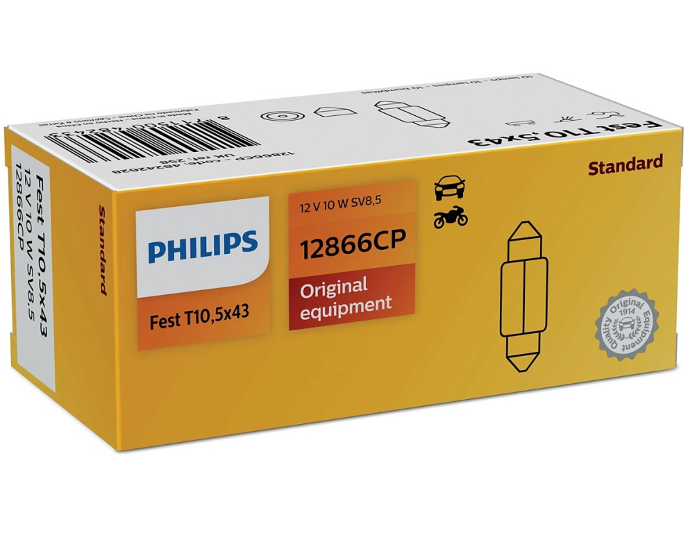 Set 10 Buc Bec Philips C10W 12V 10W 43MM 12866CP