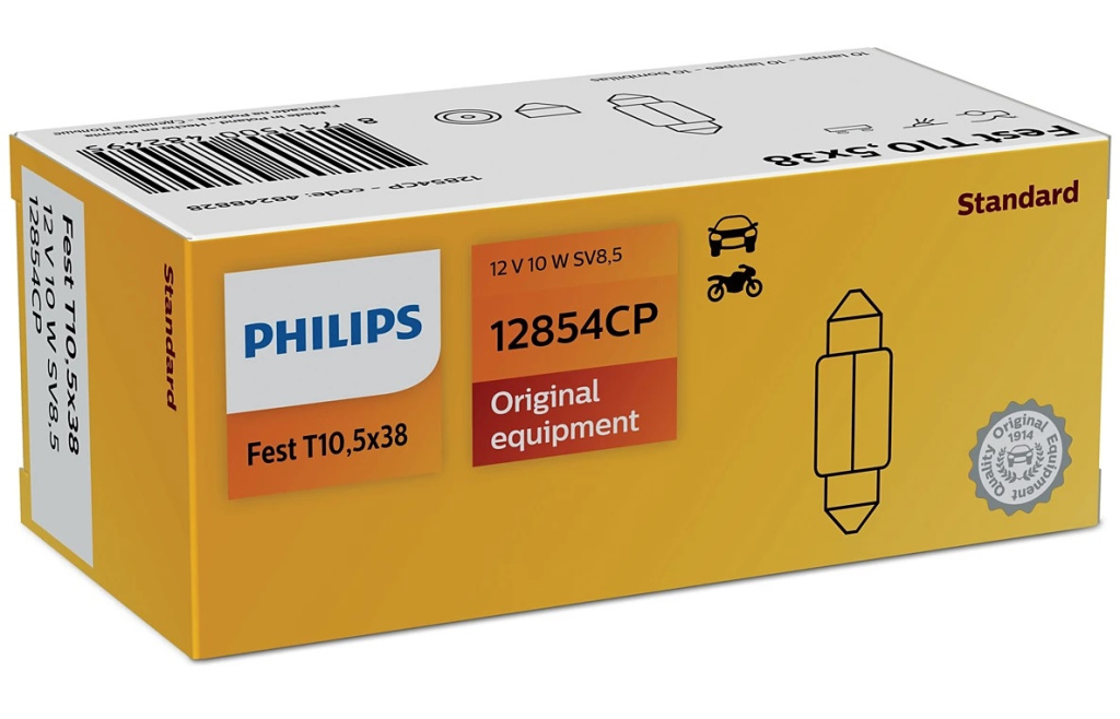 Set 10 Buc Bec Philips C10W 12V 10W T10.5x38 12854CP