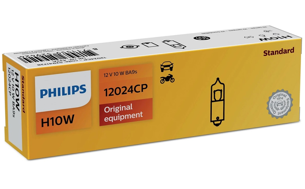 Set 10 Buc Bec Philips H10W 12V 10W BA9S 12024CP