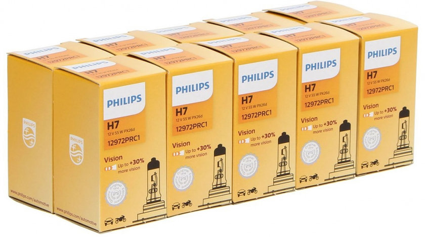 Set 10 Buc Bec Philips H7 12V 55W Vision +30% 12972PRC1