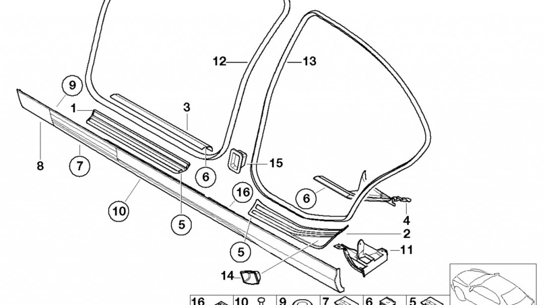 Set 10 Buc Clema Prindere Prag Romix Bmw Seria 3 E90 2004-2011 ROM C30110