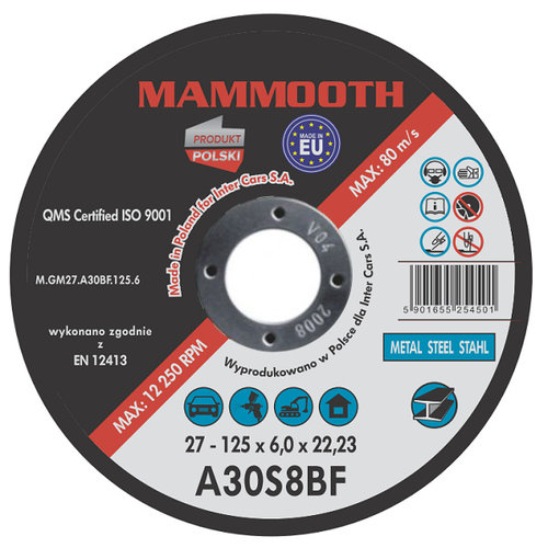 Set 10 Buc Disc Abraziv Mammooth 125mm M.GM27.A30BF.125.6B