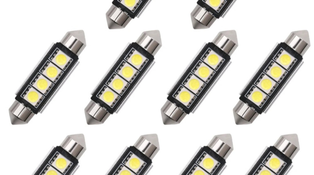 Set 10 Buc Led Auto Sofit Canbus Cu 4 SMD 5050 41mm FT-5050-4SMD-41MM 277523