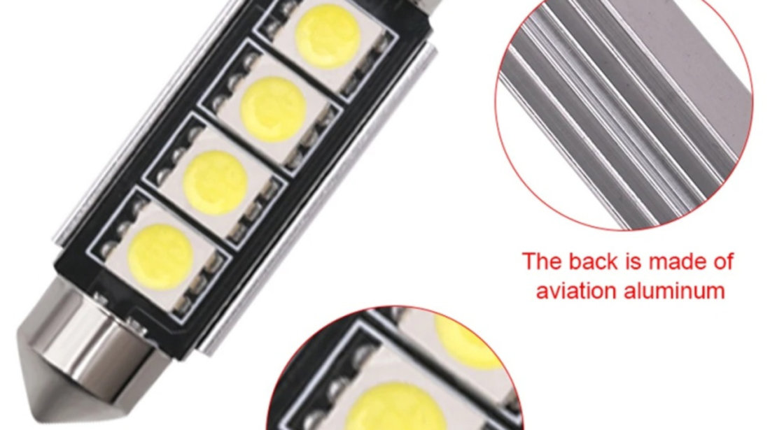 Set 10 Buc Led Auto Sofit Canbus Cu 4 SMD 5050 41mm FT-5050-4SMD-41MM 277523