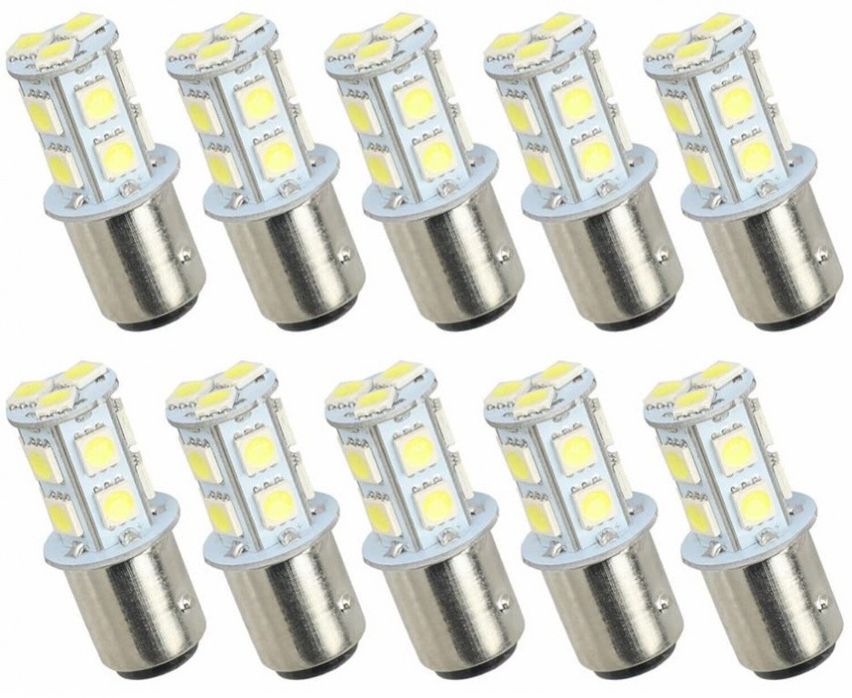 Set 10 Buc Led BAY15D 12V 13 SMD Rosu