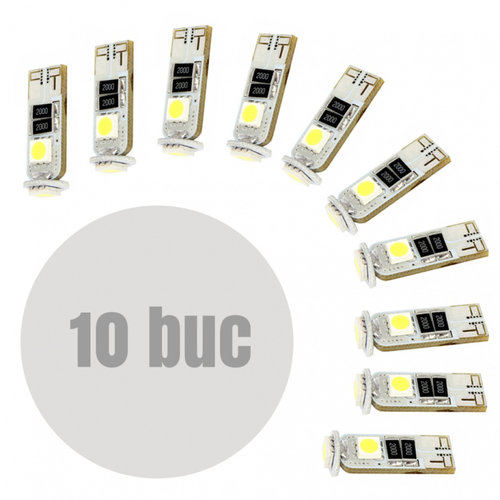 Set 10 Buc Led Carguard T10 12V 3 SMD 5050 Canbus Alb 6000K CLD305