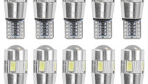 Set 10 Buc Led T10 6 SMD, W5W, Canbus, 12V, Pentru...