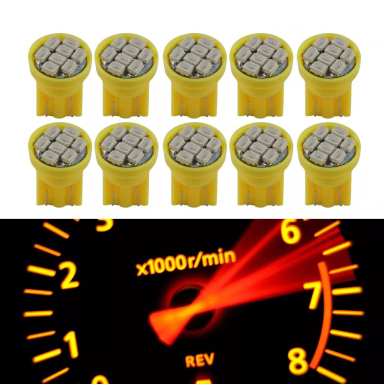 Set 10 Buc Led T10 8 SMD Galben