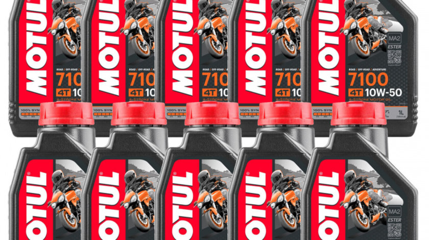 Set 10 Buc Ulei Motor Motul 7100 4T 100% Syntetic 10W-50 1L 104097