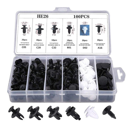 Set 100 Buc Clipsuri Auto, Universale, Pentru Montaj AVX-AG717