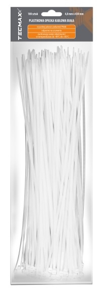Set 100 Buc Coliere Fasete Plastic Albe Tecmaxx 4,8X430MM 14-217
