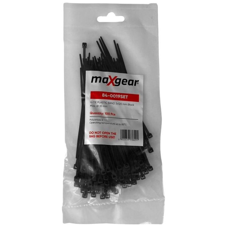 Set 100 Buc Coliere Plastic 120 x 3mm Maxgear Negru 84-0019SET