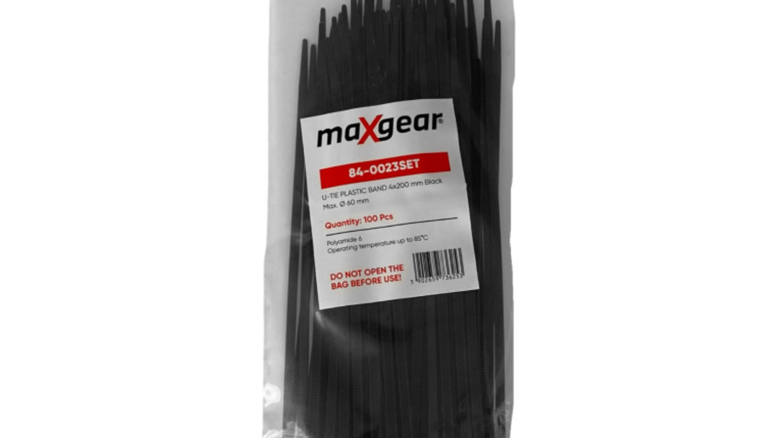 Set 100 Buc Coliere Plastic 200 x 4mm Maxgear Negru 84-0023SET