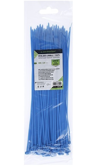 Set 100 Buc Fasete Coliere Plastic 300 x3 ,6mm Albastru Carmotion 86100