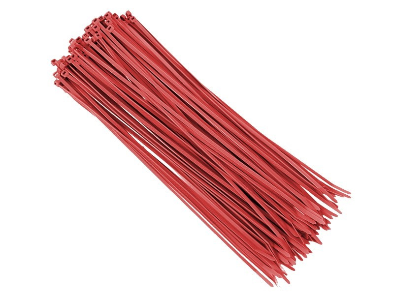 Set 100 Buc Fasete Coliere Plastic 300 x3 ,6mm Rosu Carmotion 86103