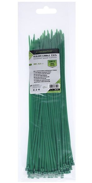 Set 100 Buc Fasete Coliere Plastic 300 x3 ,6mm Verde Carmotion 86101