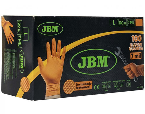 Set 100 Buc Manusi Nitril Jbm 7Mil Portocaliu Marimea L 53552