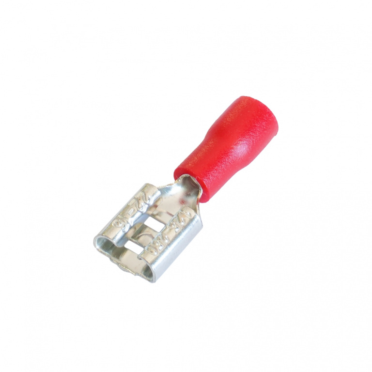 Set 100 Papuci Electrici Terminali Izolati Rosii Mama 6.3x0.8mm Tecnopart 80061-TEC