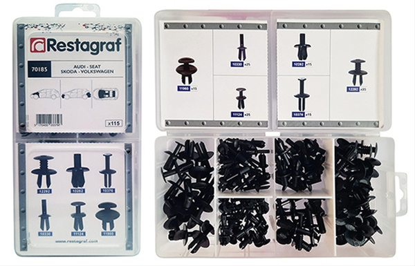 Set 115 Buc Asortiment Nituri Plastic Pentru Audi,seat,skoda,vw Restagraf 70185